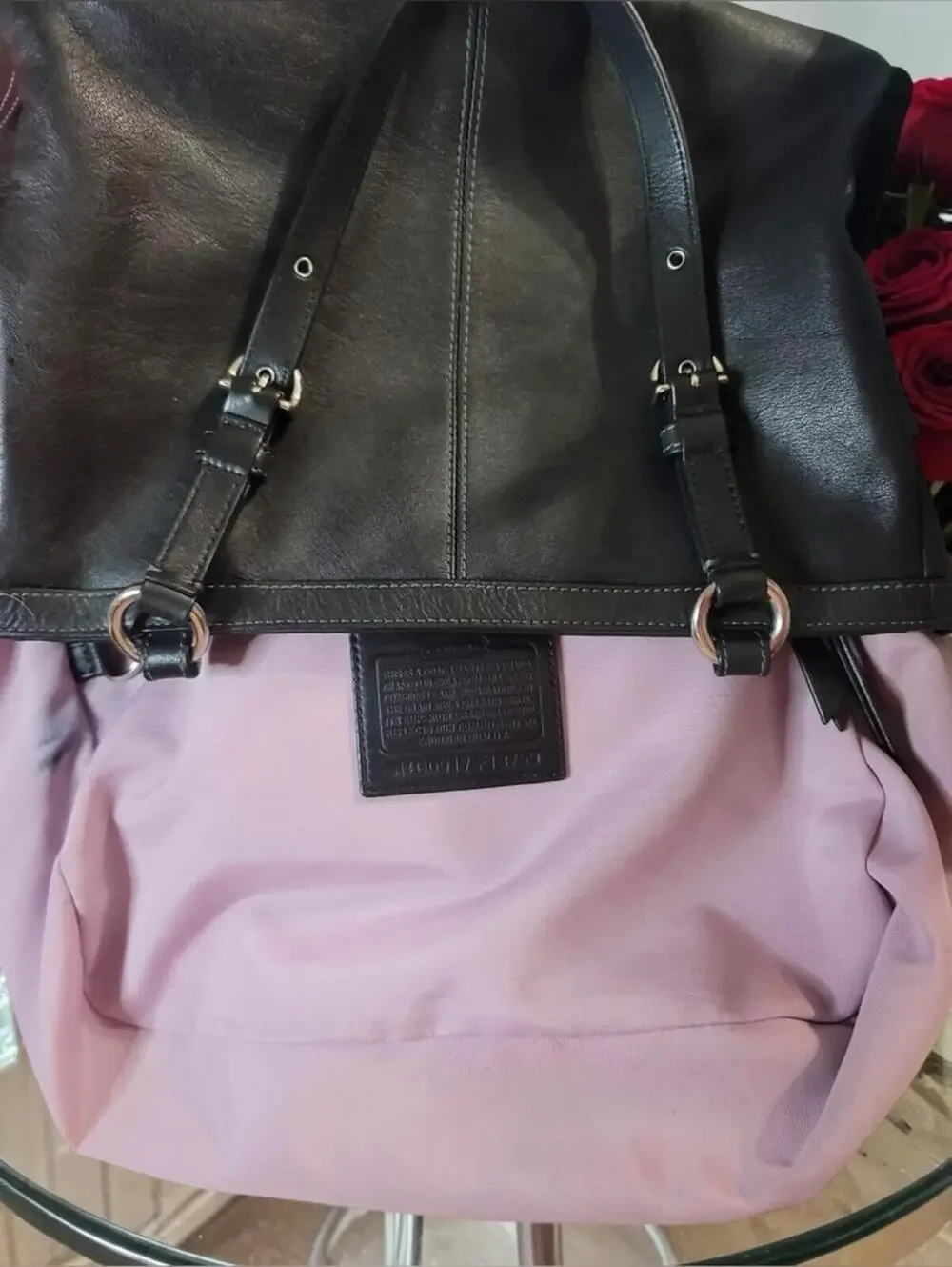 Coach Leather Tote 3 Piece Bundle Black Pink Wristlet Scarf